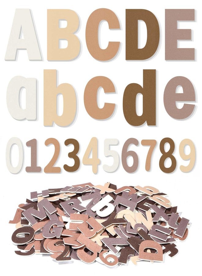 Breling 310 Pieces Felt Letter Christmas Bulletin Board Letters Sticker with Number 2" Bulk Self Adhesive ABC Upper Lowercase Sticky Letter for Xmas Gift Bulletin Board Classroom(Brown Color) - Image 1